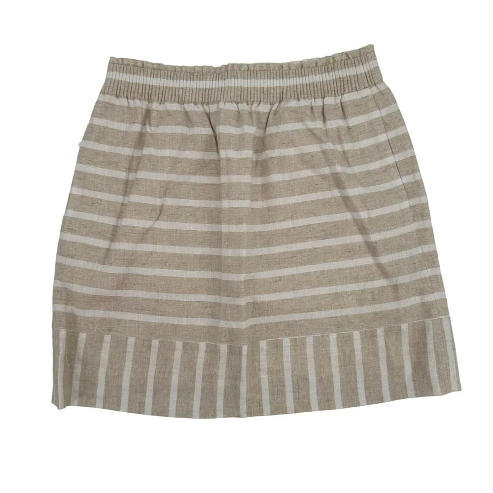 J.Crew Oatmeal & Ivory Striped Mini Skirt Coastal Preppy NWT Size 0